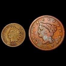 [2] 1840&1871 Large and Small Cents NICELY CIRCULATED