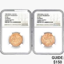 [2]1808 India 10Cash Madras Presidency NGC Genuine