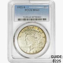 1922-S Silver Peace Dollar PCGS MS63