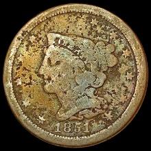 1851 Braided Hair Half Cent NICELY CIRCULATED