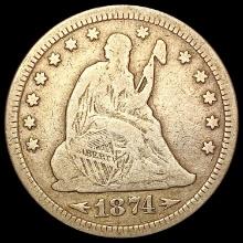 1874 Arrows Seated Liberty Quarter NICELY CIRCULATED