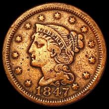 1847 Braided Hair Large Cent LIGHTLY CIRCULATED