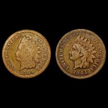 [2] 1864&1864-L Indian Head Cent HIGH GRADE