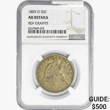 1859-O Seated Liberty Half Dollar NGC AUDetails REV Graffiti