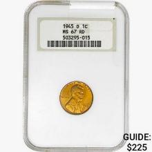 1945-D Wheat Cent NGC MS67 RD