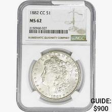 1882-CC Morgan Silver Dollar NGC MS62