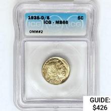 1938-D/S Buffalo Nickel ICG MS66 OMM#2