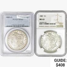 [2] Morgan Silver Dollars NGC/PCGS MS63 [1885-O, 1887]