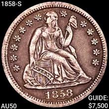 1858-S Seated Liberty Dime