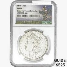 1878-S Morgan Silver Dollar NGC MS64 Great NW