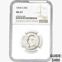 1944-S Washington Silver Quarter NGC MS67