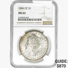 1884-CC Morgan Silver Dollar NGC MS62