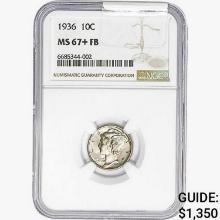 1936 Mercury Silver Dime NGC MS67+ FB