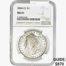 1884-CC Morgan Silver Dollar NGC MS61