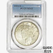 1922-S Silver Peace Dollar PCGS MS63