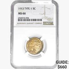 1913 Buffalo Nickel NGC MS66