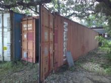 40FT SEA CONTAINER W/ RACKS- USED-HOLES IN ROOF