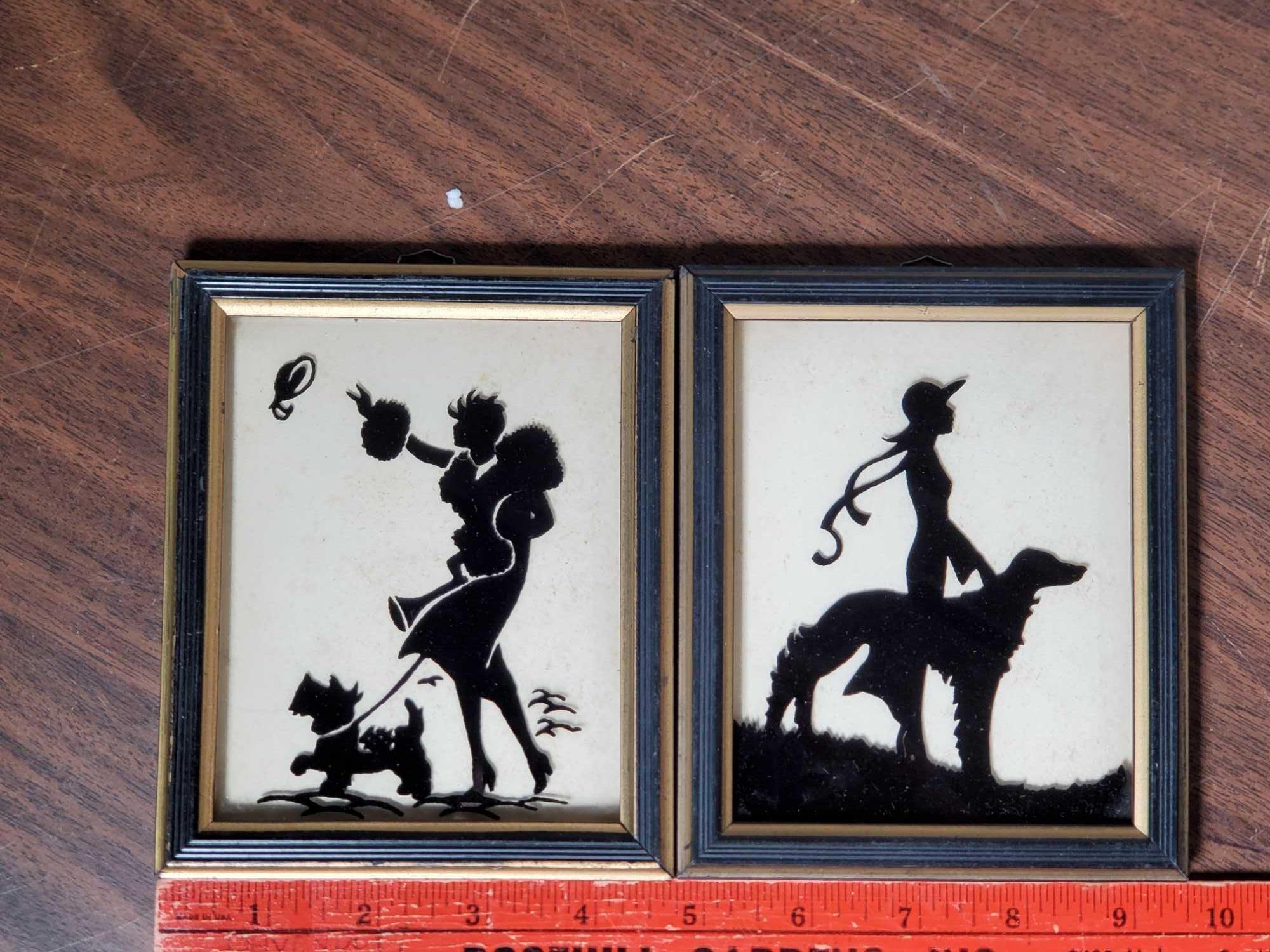 Tray Lot of Silhouettes and Trinket Boxes