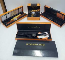 Collection Of 4 Stuhrling Original Wrist Watches With Boxes And Papers