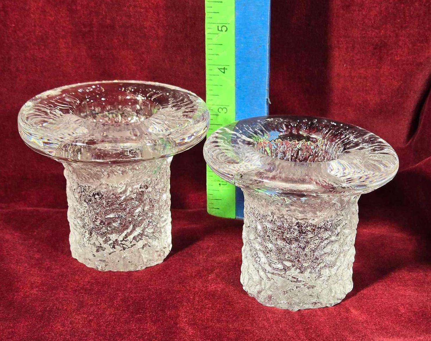 8 Pcs. Scandinavian Clear Art Glass Candle Holders