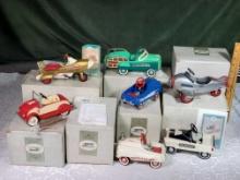 7 Hallmark Galleries Kiddie Car Classics Limited Edition Miniature Pedal Cars in Silver Label Boxes