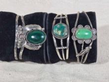 3 Vintage Sterling Silver Turquoise Cuff Bracelets