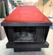 Mid Century Malm Enameled Fireplace Stove In Burnt Sienna Color.