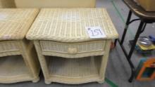 wicker bedside table with one drawer 22in tall and 23in wide