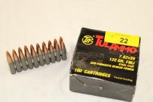 100 Rounds of TulAmmo 7.62x39 122 Gr. FMJ Ammo