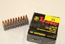 100 Rounds of TulAmmo 7.62x39 122 Gr. FMJ Ammo