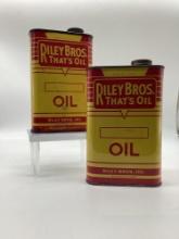 (2) Riley Bros. "That's Oil" Pint Oil Cans