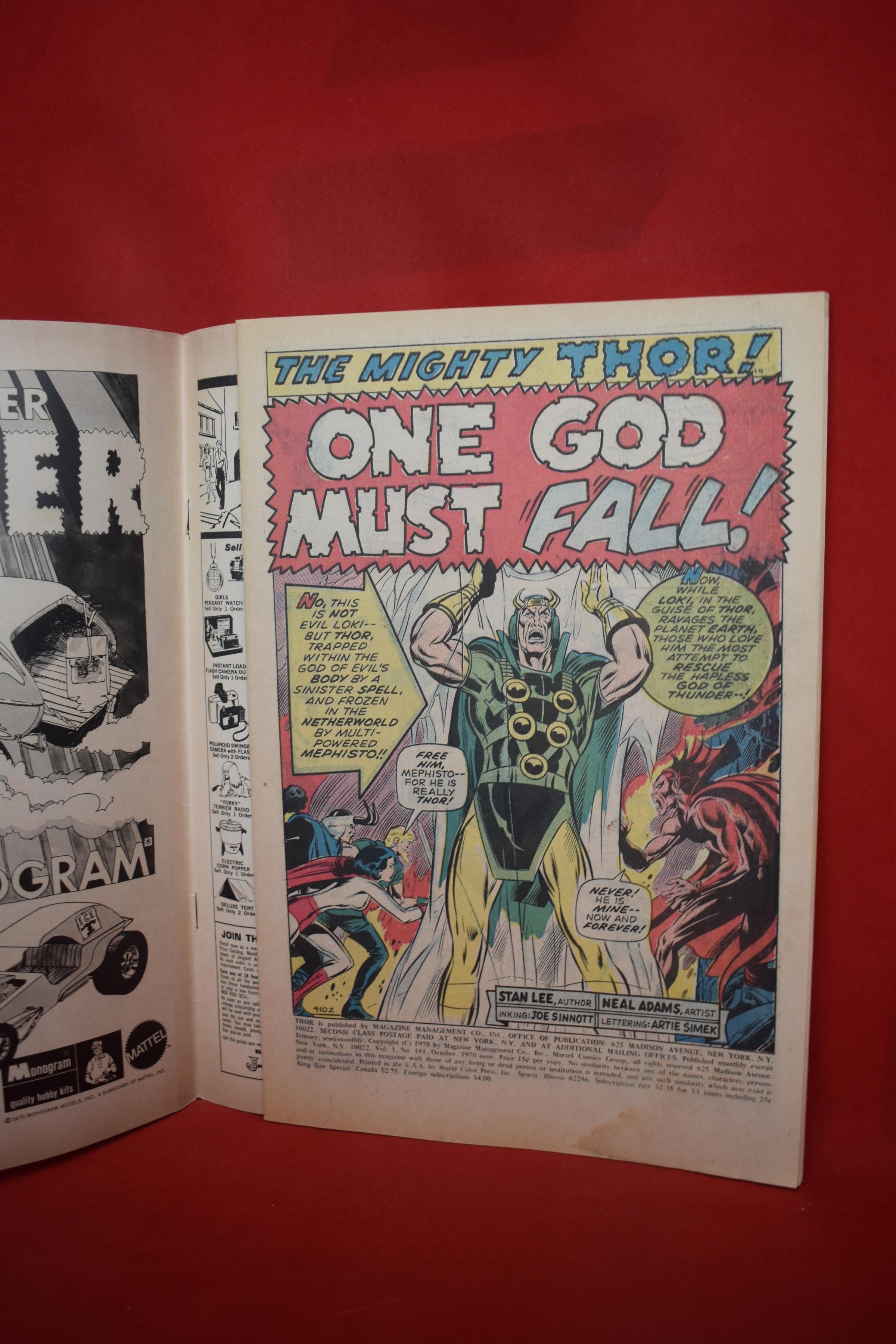 THOR #181 | ONE GOD MUST FALL! | CLASSIC NEAL ADAMS - 1970 | *DETACHED COVER*