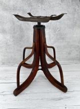 Antique Industrial Oak Stool Stand