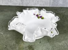 Fenton Glass Violets In The Snow Bowl