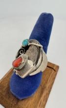 Navajo Sterling Silver Turquoise Bear Claw Ring