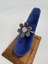 Sterling Silver Marcasite Flower Ring
