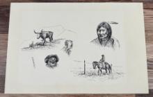 Olaf Wieghorst Pen and Ink Reservation Drawings
