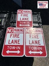 3 No Parking Fire Lane Signs