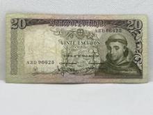 1964 Banco De Portugal 20 Dollar Ouro Note