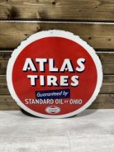 *Charity Item* Scarce Atlas Tires Standard Oil of Ohio SOHIO SS Porcelain Sign