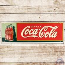 Drink Coca Cola Embossed SS Tin Sign w/ Christmas bottles