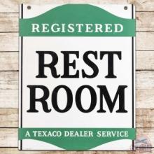 1965 Texaco Dealer Service Registered Rest Room DS Tin Sign