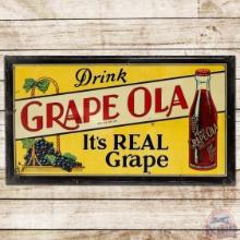 Drink Grape Ola It's Real Grape Embossed SS Tin Sign w/ Bottle