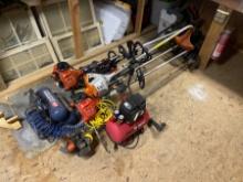 Lot of Weedeaters & Air Compressors