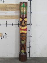 4'11" Hand Carved & Painted Wooden Tiki Totem CONTEMPORARY ART