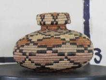 American Indian Woven Basket w/Lid CONTEMPORARY NATIVE AMERICAN ART