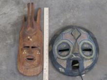 2 Hand Carved African Masks (ONE$) AFRICAN ART
