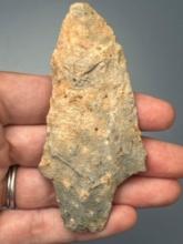 3 3/8" Rhyolite Stemmed Point, Found in Warrenton, VA, Ex: Ned Kevins, Joe Gatz