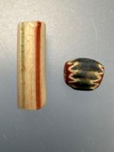 Chevron+Polychrome Straw Beads, Susquehannock Found in Washington Boro, Lanc. Co., PA, Ex: Stoner