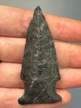 2 1/2" Black Chert Side Notch Point, Found in Warren Co., Ohio, Great Condition!